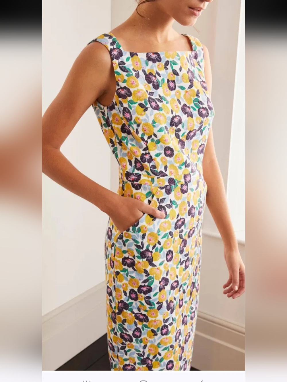 NWT Boden Heather Dress Textured Fallen Peony Floral Print Pockets Size 4 - Picture 3 of 16